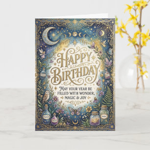 Dark Mystical Celestial Magic Happy Birthday Card