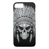 Dark Native Sugar Skull with Headdress
