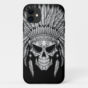 Dark Native Sugar Skull with Headdress iPhone 11 Case