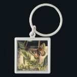 Dark Nature Scene by Vision Studio Key Ring<br><div class="desc">This dark nature scene shows a couple of butterflies and a dragonfly congregating above deep green leaves and a beautiful flower. You can almost hear the beating of wings as you study the piece. If you enjoy nature you'll enjoy this painting. Buy your copy today!</div>