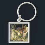 Dark Nature Scene by Vision Studio Key Ring<br><div class="desc">This dark nature scene shows a couple of butterflies and a dragonfly congregating above deep green leaves and a beautiful flower. You can almost hear the beating of wings as you study the piece. If you enjoy nature you'll enjoy this painting. Buy your copy today!</div>