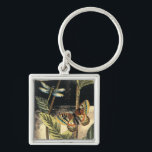 Dark Nature Scene by Vision Studio Key Ring<br><div class="desc">This dark nature scene shows a couple of butterflies and a dragonfly congregating above deep green leaves and a beautiful flower. You can almost hear the beating of wings as you study the piece. If you enjoy nature you'll enjoy this painting. Buy your copy today!</div>