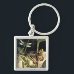 Dark Nature Scene by Vision Studio Key Ring<br><div class="desc">This dark nature scene shows a couple of butterflies and a dragonfly congregating above deep green leaves and a beautiful flower. You can almost hear the beating of wings as you study the piece. If you enjoy nature you'll enjoy this painting. Buy your copy today!</div>