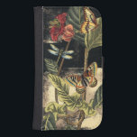 Dark Nature Scene by Vision Studio Samsung S4 Wallet Case<br><div class="desc">This dark nature scene shows a couple of butterflies and a dragonfly congregating above deep green leaves and a beautiful flower. You can almost hear the beating of wings as you study the piece. If you enjoy nature you'll enjoy this painting. Buy your copy today!</div>