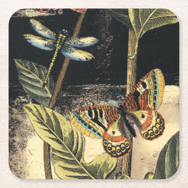Dark Nature Scene by Vision Studio Square Paper Coaster (Front)