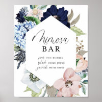 Dark Navy and Blush Floral Frame Mimosa Bar