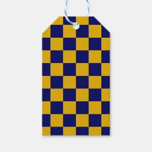 Dark Navy and Mustard Yellow Checkerboard Gift Tags