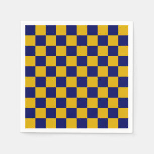 Dark Navy and Mustard Yellow Checkerboard Napkin
