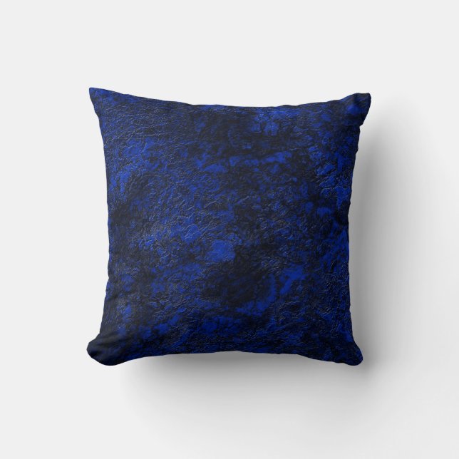 Dark navy black stone marble granite textured prin cushion (Front)