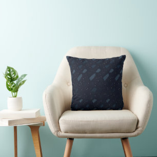 Dark Navy Blue Abstract Pattern Cushion