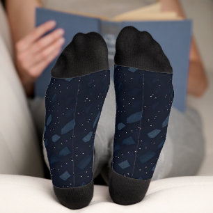 Dark Navy Blue Abstract Pattern Socks