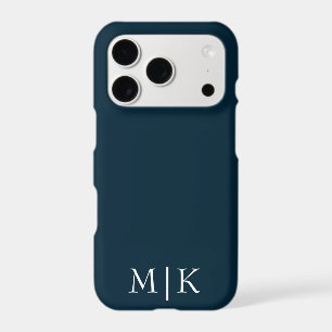 Dark Navy Blue and White   Modern Monogram