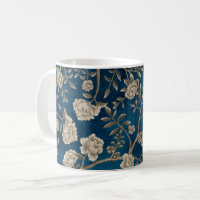 Dark Navy Blue Chinoiserie Flowers & Greenery