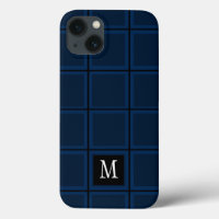 Dark Navy Blue Custom Single Initial Striped