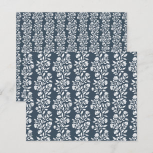 Dark Navy Blue Floral Pattern Scrapbook Paper
