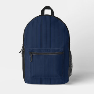 Dark Navy Blue Geometric Monogram Custom Name Printed Backpack