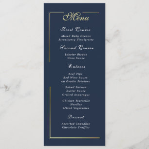Dark Navy Blue Gold Frame White Script Menu Choice