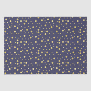 Dark Navy Blue Golden Chic Dots Tissue Paper