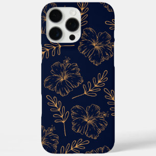 Dark Navy Blue Iphone case Elegant Floral Design