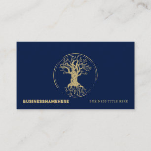 Dark Navy Blue Life Tree Business Card