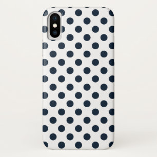 Dark navy blue polka dots iPhone x case