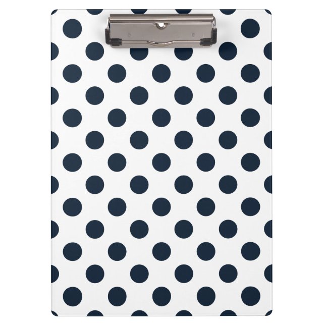 Dark navy blue polka dots clipboard (Front)