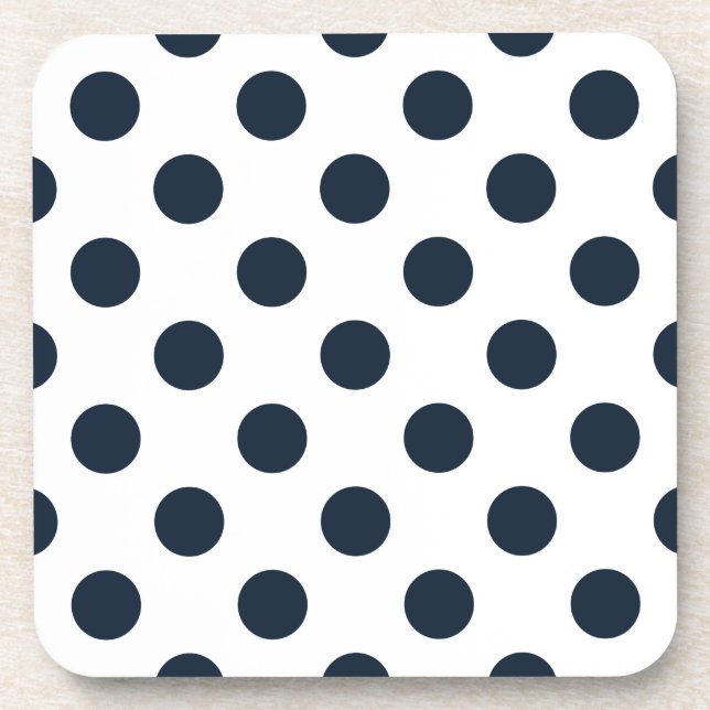 Dark navy blue polka dots coaster (Front)