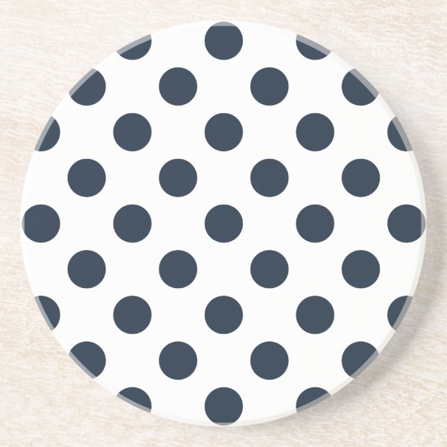 Dark navy blue polka dots coaster (Front)