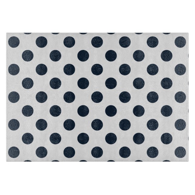 Dark navy blue polka dots cutting board (Front)