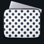 Dark navy blue polka dots laptop sleeve<br><div class="desc">Dark navy blue polka dots on white background</div>