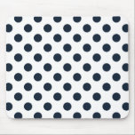 Dark navy blue polka dots mouse mat<br><div class="desc">Dark navy blue polka dots on white background</div>