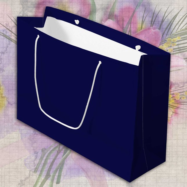 Dark Navy Blue solid minimalist Large Gift Bag (Creator Uploaded)