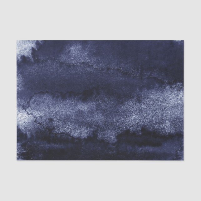 Dark Navy Blue Water Colour Tissue Paper (Front)