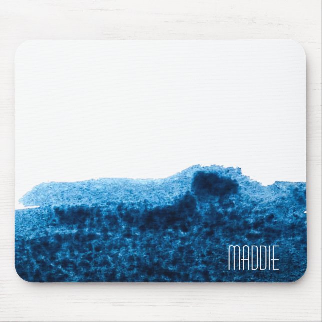 Dark navy blue watercolor minimal mouse mat (Front)