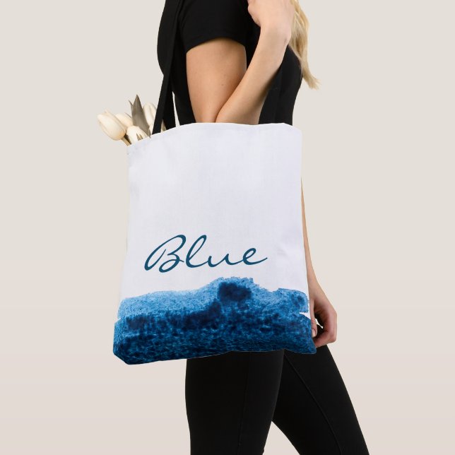 Dark navy blue watercolor minimal tote bag (Close Up)
