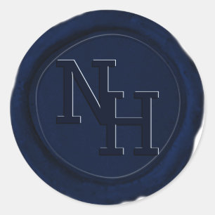 Dark Navy Blue Wax Seal Monogram Wedding Sticker