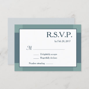 Dark navy blue white turquoise modern wedding RSVP Invitation