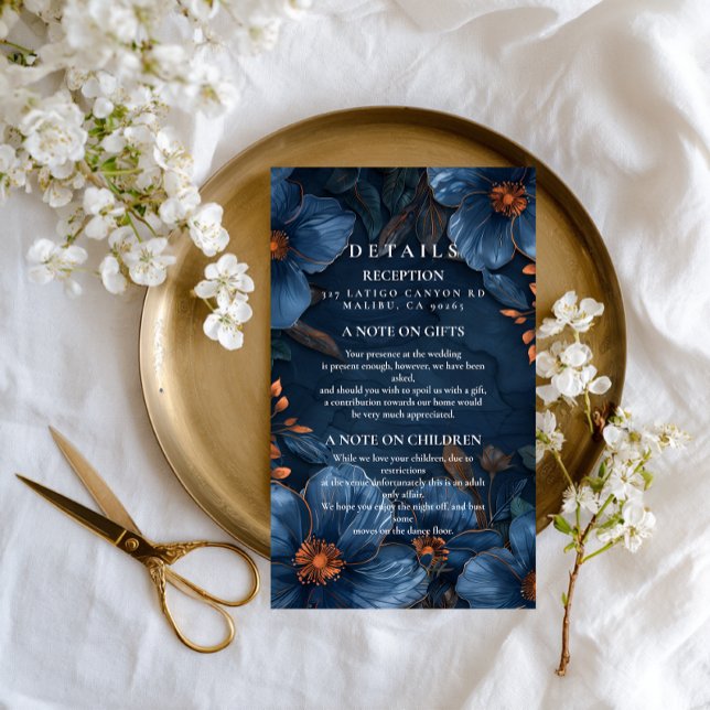 Dark Navy Botanical Romance Enclosure Card (Creator Uploaded)