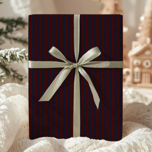 Dark Navy & Burgundy Striped Wrapping Paper