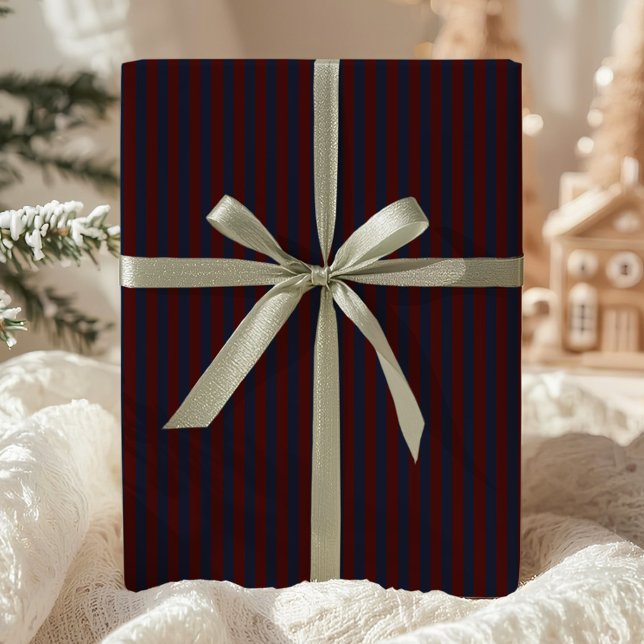 Dark Navy & Burgundy Striped Wrapping Paper (Creator Uploaded)