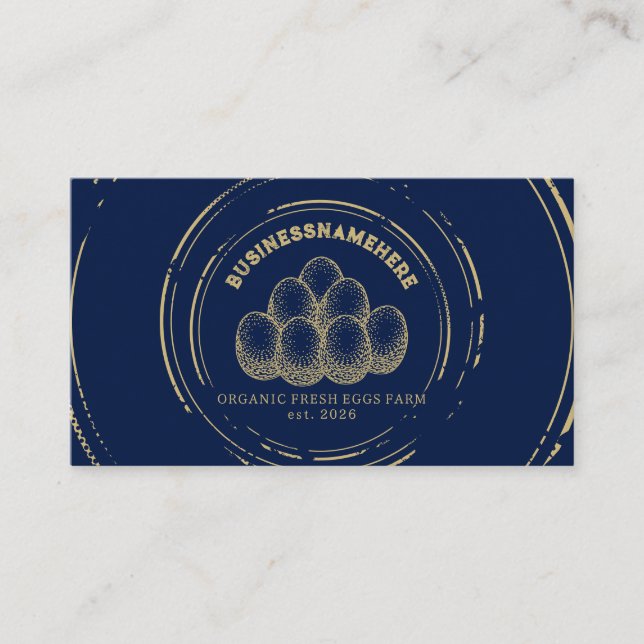 Dark Navy Chicken Eggs QR Code Business Card (Front)