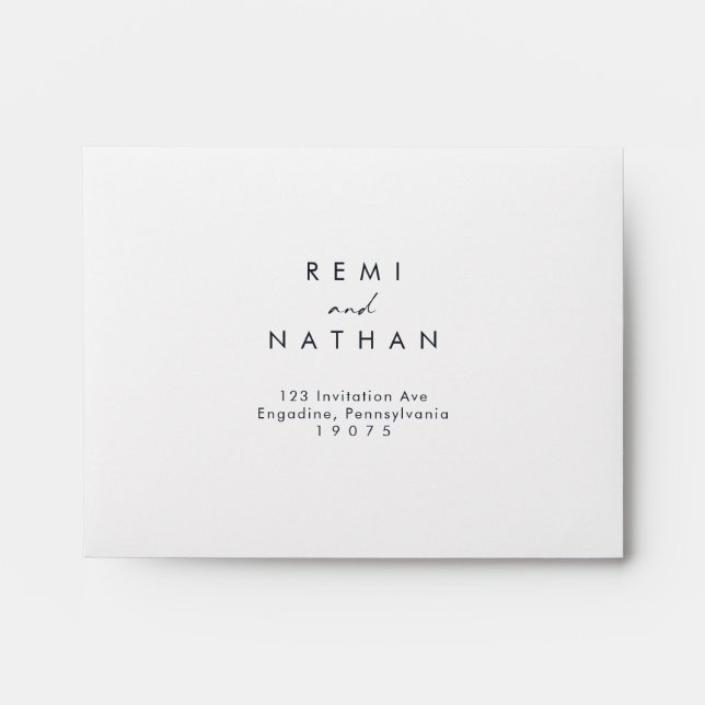 Dark Navy Font Self Addressed RSVP Envelope (Front)