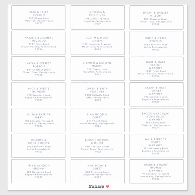Dark Navy Font Wedding Guest Address Sticker (Sheet)