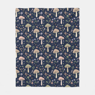 Dark Navy Fungi | Minimalist Office Cozy Gift Fleece Blanket
