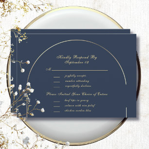 Dark Navy Gold Arch Frame Menu Selection RSVP