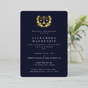 Dark Navy JD Law Scales+Laurel Wreath Graduation