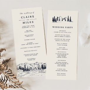 Dark Navy   Mountain Sketch Wedding Ceremony Programme
