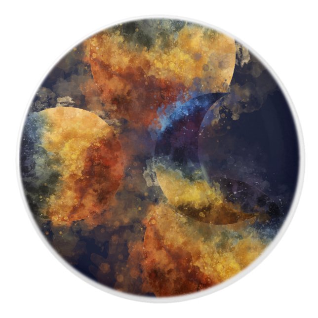 Dark Navy Mystic Autumn Ceramic Knob (Front)