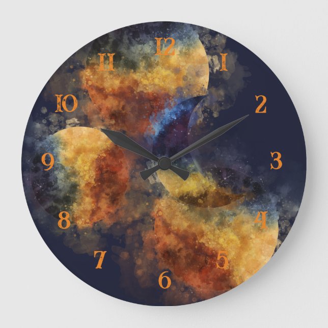 Dark Navy Mystic Autumn Large Clock (Front)