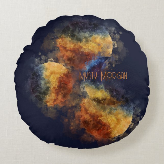 Dark Navy Mystic Autumn Round Cushion (Front)